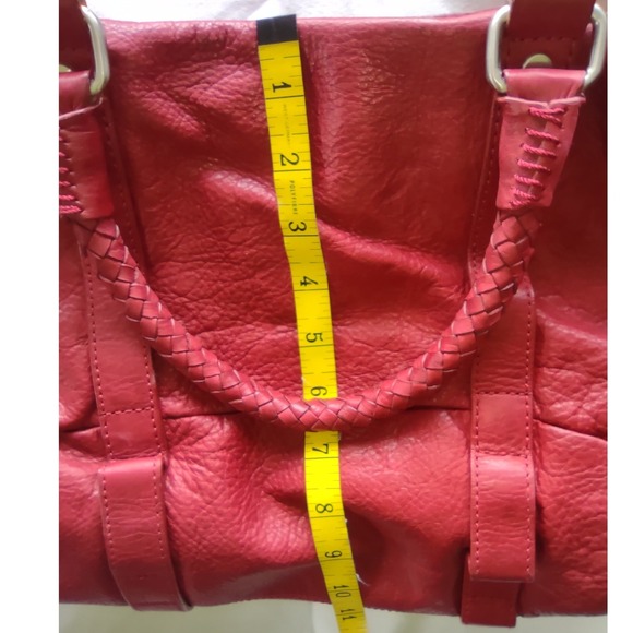 The Sak Red Leather Satchel Bag Braided Handles Buckle Detail 1000027283 - Picture 6 of 12